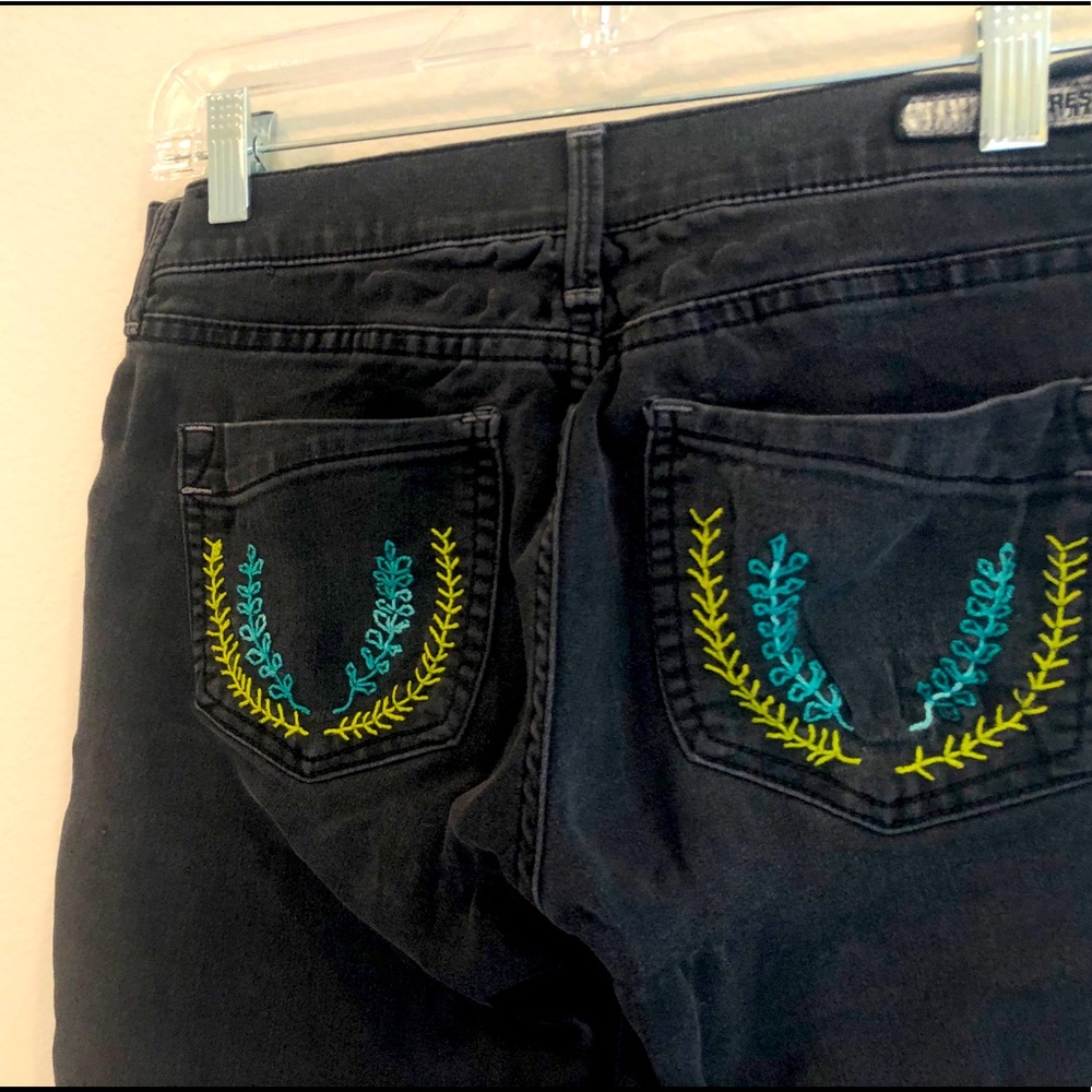 Hand embroidered black Express jeans